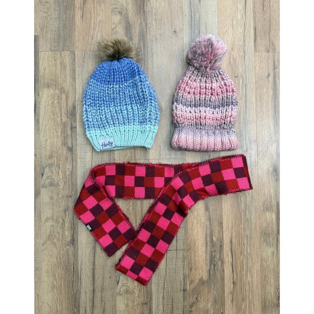 Girls Youth Winter Bundle Beanies‎ & Scarf Hurley Abercrombie Vans
